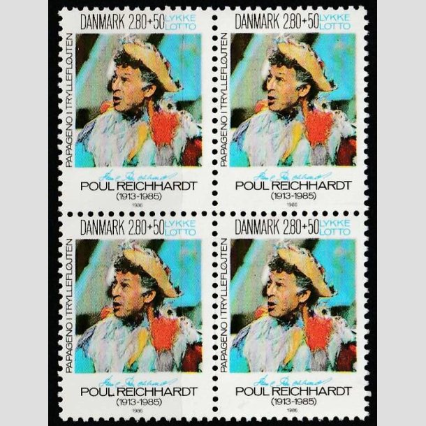 FRIMRKER DANMARK | 1986 - AFA 851 - Poul Richard - 2,80 Kr. + 50 re i 4-blok - Postfrisk 