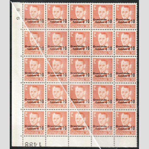 FRIMRKER DANMARK | 1958 - AFA 373 - Grnlandsfonden - +10/30 re rd i 25-blok - Postfrisk