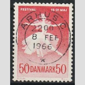 FRIM�RKER DANMARK | 1965 - AFA 438F - Ballet og Musikfestival - 50 �re r�d - Pragt Stemplet