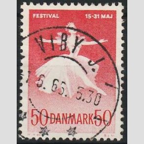 FRIM�RKER DANMARK | 1965 - AFA 438F - Ballet og Musikfestival - 50 �re r�d - Pragt Stemplet