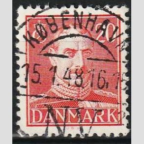 FRIMRKER DANMARK | 1942-44 - AFA 276 - Chr. X 20 re rd - Lux Stemplet
