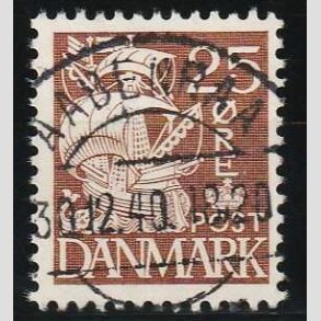 FRIM�RKER DANMARK | 1937-40 - AFA 214a - Karavel 25 �re brun Type II - Lux Stemplet