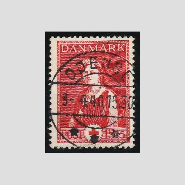 FRIMRKER DANMARK | 1939 - AFA 253 - Rde Kors - 15 + 5 re rd - Lux Stemplet Odense