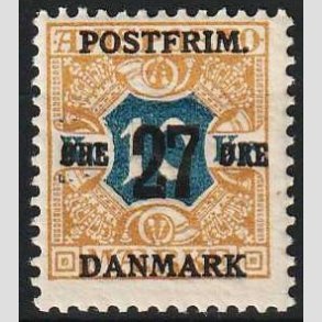 FRIMRKER DANMARK | 1918 - AFA 97 - 27 re/10 Kr. brun/bl provisorier - Ubrugt