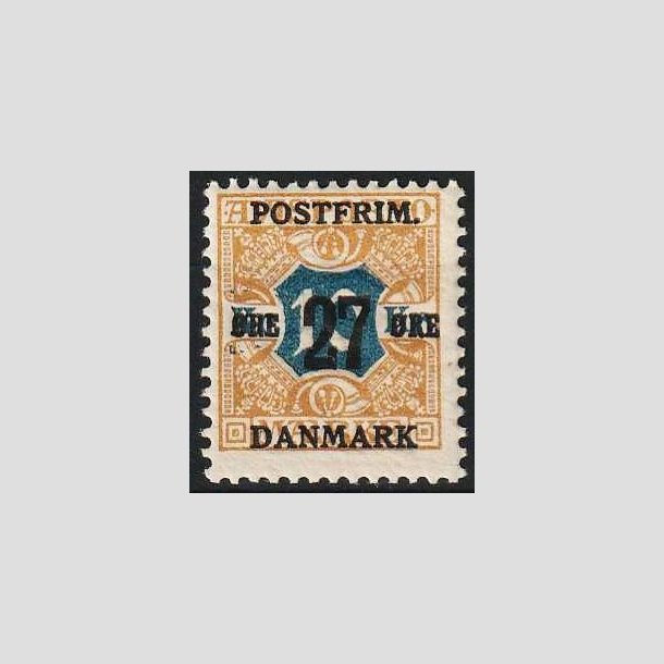 FRIMRKER DANMARK | 1918 - AFA 97 - 27 re/10 Kr. brun/bl provisorier - Ubrugt