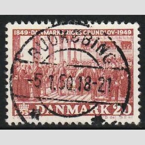 FRIM�RKER DANMARK | 1949 - AFA 315 - Grundloven 100 �r - 20 �re r�dbrun - Lux Stemplet