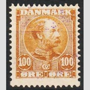 FRIMRKER DANMARK | 1904-05 - AFA 51 - Chr. IX 100 re gulbrun - Stemplet