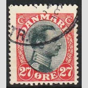 FRIMRKER DANMARK | 1918-20 - AFA 102 - Chr. X 27 re rd/sort - Stemplet