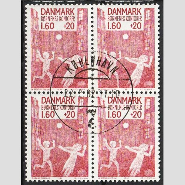 FRIMRKER DANMARK | 1981 - AFA 718 - Brnenes Kontor - i 4-blok - Pragt Stemplet