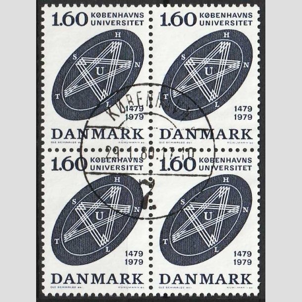 FRIMRKER DANMARK | 1979 - AFA 674 - Kbenhavns Universitet 500 r - i 4-blok - Lux Stemplet