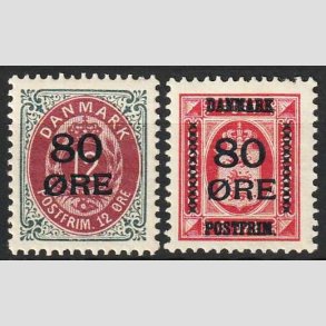 FRIMRKER DANMARK | 1915 - AFA 82,83 - 80 res Provisorier i st - Ubrugt