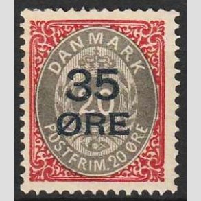 FRIMRKER DANMARK | 1912 - AFA 61 - 35/20 res Provisorier karmin/gr - Ubrugt