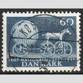 FRIM�RKER DANMARK | 1957 - AFA 371 - Nationalmuseets 150 �r - 60 �re bl� - Pragt Stemplet