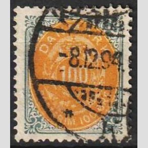 FRIM�RKER DANMARK | 1875 - AFA 31 - 100 �re gr�/gul - Stemplet