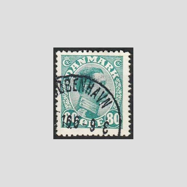 FRIMRKER DANMARK | 1915 - AFA 84 - Chr. X 80 re blgrn - Stemplet