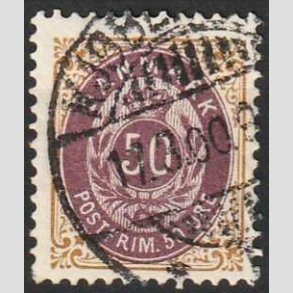 FRIM�RKER DANMARK | 1895 - AFA 30By - 50 �re brun/lilla - Stemplet