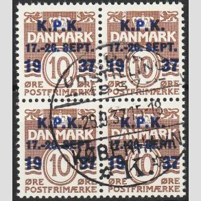 FRIMRKER DANMARK | 1937 - AFA 243 - K.P.K i 4-blok - Stemplet