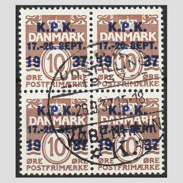 FRIMRKER DANMARK | 1937 - AFA 243 - K.P.K i 4-blok - Stemplet