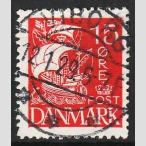 FRIM�RKER DANMARK | 1927 - AFA 169 - Karavel 15 �re r�d - Lux Stemplet Viborg