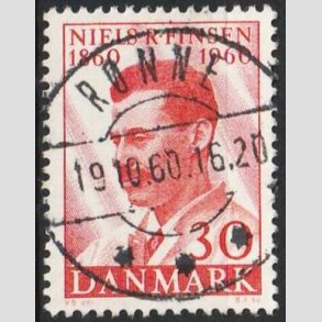 FRIM�RKER DANMARK | 1960 - AFA 387 - Niels R. Finsen - 30 �re r�d - Lux Stemplet R�nne
