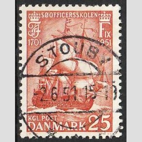 FRIM�RKER DANMARK | 1951 - AFA 328 - S�officerskolen 250 �r - 25 �re - Pragt Stemplet Stouby 