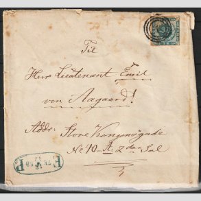 FRIMRKER DANMARK | 1854-57 - AFA 3 - 2 Skilling bl p brev - Stemplet