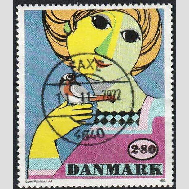 FRIMRKER DANMARK | 1986 - AFA 849 - Bjrn Wiinblad - 2,80 Kr. flerfarvet - Pragt Stemplet Faxe