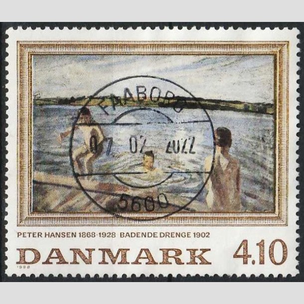 FRIMRKER DANMARK | 1988 - AFA 921 - Peter Hansen - 4,10 Kr. flerfarvet - Pragt Stemplet 