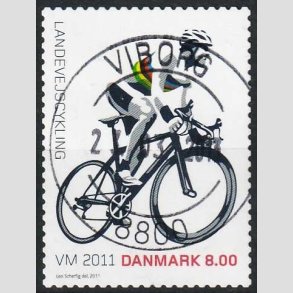 FRIM�RKER DANMARK | 2011 - AFA 1674 - WM i landevejscykling - 8,00 Kr. flerfarvet - Pragt Stemplet