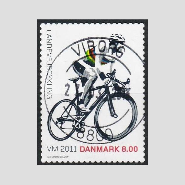 FRIMRKER DANMARK | 2011 - AFA 1674 - WM i landevejscykling - 8,00 Kr. flerfarvet - Pragt Stemplet