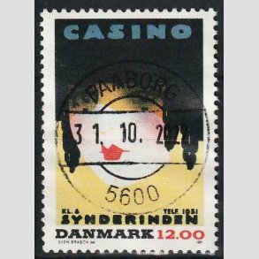 FRIM�RKER DANMARK | 1991 - AFA 1002 - Dansk Plakatkunst - 12,00 Kr. flerfarvet - Pragt Stemplet 