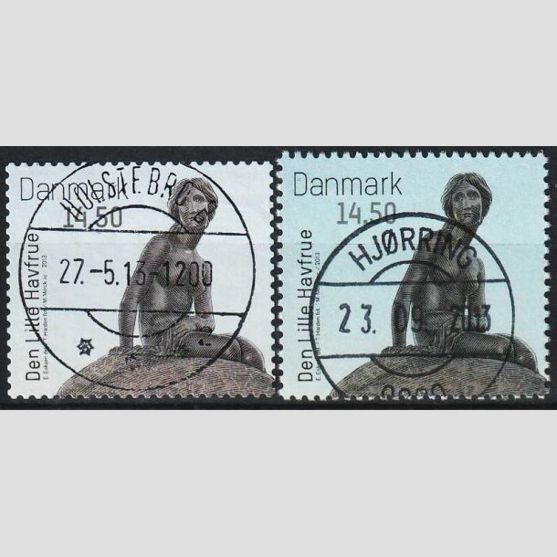 FRIMRKER DANMARK | 2013 - AFA 1743+1743a - Den lille Havfrue 100 r. - 14,50 Kr. - Pragt Stemplet 