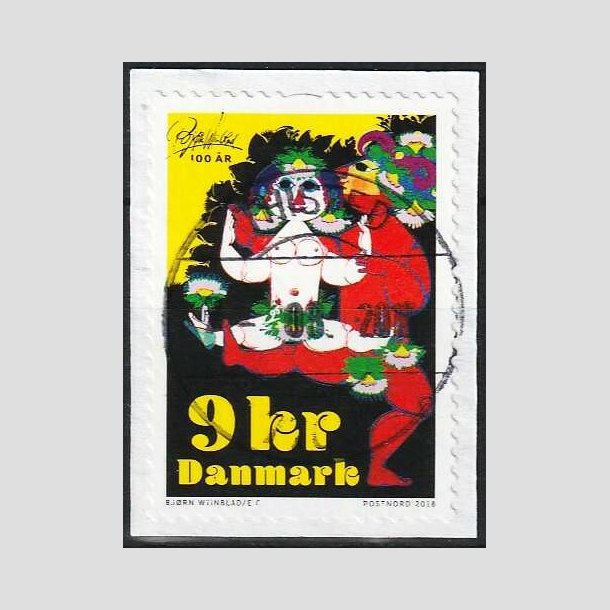 FRIMRKER DANMARK | 2018 - AFA 1922 - Bjrn Wiinblad - 9,00 kr. flerfarvet - Pragt Stemplet 