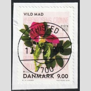 FRIM�RKER DANMARK | 2018 - AFA 1945 - Vild mad. - 9,00 kr. flerfarvet - Pragt Stemplet 