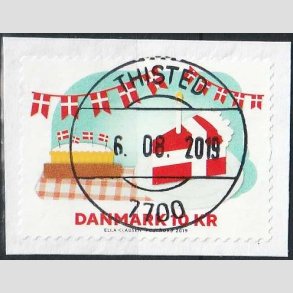 FRIM�RKER DANMARK | 2019 - AFA 1951 - 800-�ret for Dannebrog. - 10,00 kr. - Pragt Stemplet