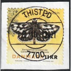 FRIM�RKER DANMARK | 2021 - AFA 2036 - Sommerfugle - 11,00 kr. flerfarvet - Pragt Stemplet