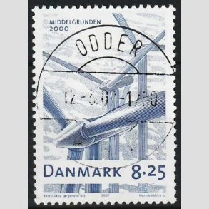 FRIM�RKER DANMARK | 2007 - AFA 1495 - Danske vindm�ller - 8,25 Kr. bl� - Pragt Stemplet