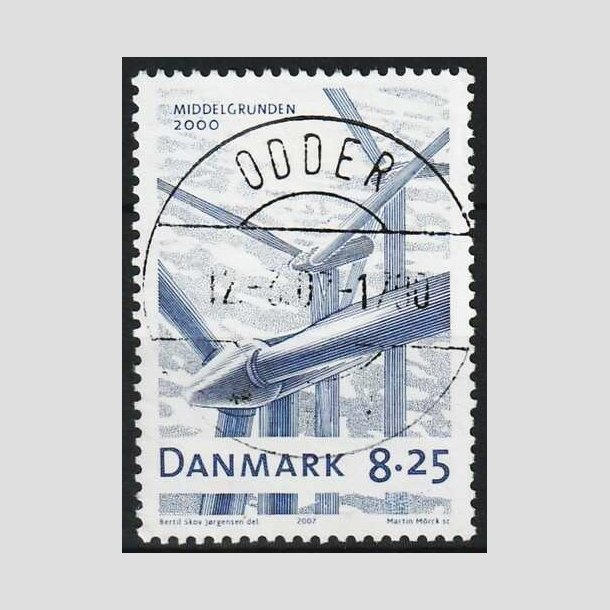 FRIMRKER DANMARK | 2007 - AFA 1495 - Danske vindmller - 8,25 Kr. bl - Pragt Stemplet