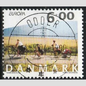 FRIM�RKER DANMARK | 2004 - AFA 1396 - Cykel og sejlerferie - 6,00 Kr. flerfarvet - Pragt Stemplet