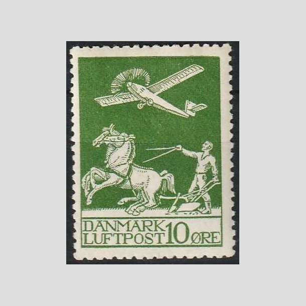 FRIMRKER DANMARK | 1925 - AFA 144 - Gl. Luftpost 10 re grn - Ubrugt