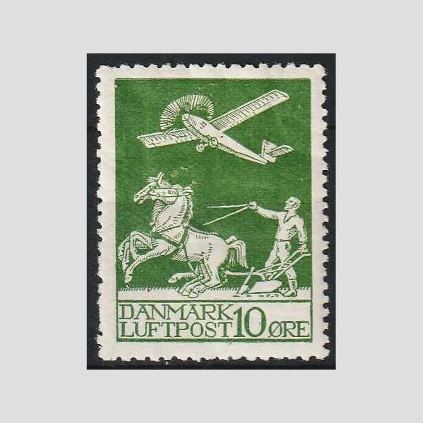 FRIMRKER DANMARK | 1925 - AFA 144z Variant - Gl. Luftpost 10 re grn - Ubrugt