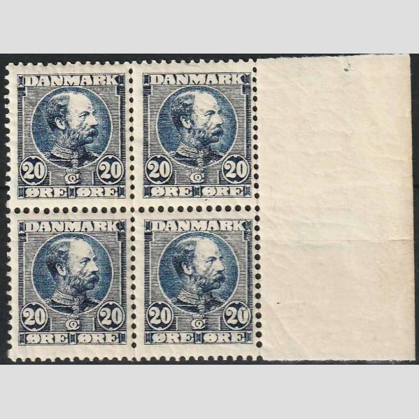 FRIMRKER DANMARK | 1904-05 - AFA 48 - Chr. IX 20 re bl i 4-blok - Postfrisk