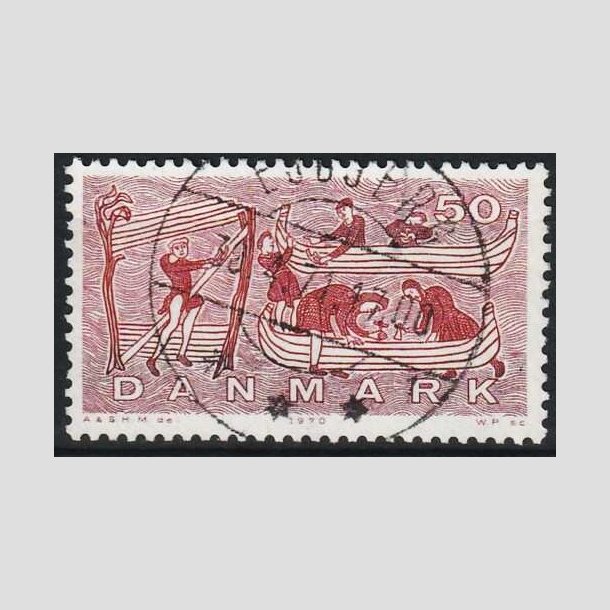 FRIMRKER DANMARK | 1970 - AFA 504 - Dansk skibsfart - 50 re brunlilla/rd - Lux Stemplet Esbjerg