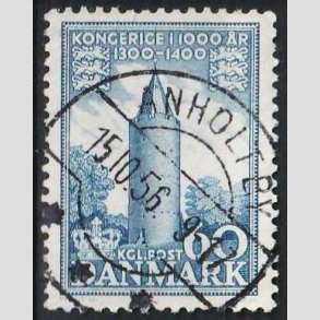 FRIMRKER DANMARK | 1953-56 - AFA 350 - Kongeriget 1000 r - 60 re bl - Pragt Stemplet Anholt By