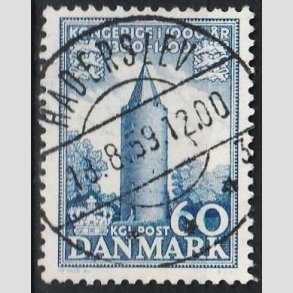 FRIM�RKER DANMARK | 1953-56 - AFA 350 - Kongeriget 1000 �r - 60 �re bl� - Pragt Stemplet Haderslev