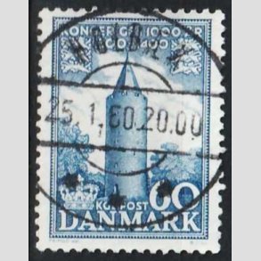 FRIM�RKER DANMARK | 1953-56 - AFA 350 - Kongeriget 1000 �r - 60 �re bl� - Pragt Stemplet Holb�k