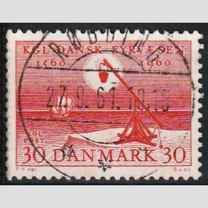 FRIM�RKER DANMARK | 1960 - AFA 386 - Fyr & Vagerv�snet 400 �r - 30 �re r�d - Pragt Stemplet
