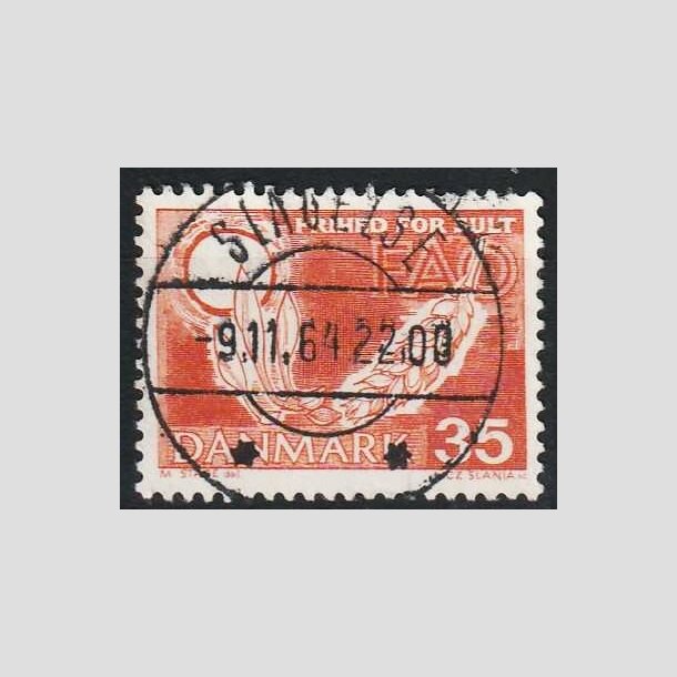 FRIMRKER DANMARK | 1963 - AFA 412 - FAO anti-hunger - 35 re brunrd - Lux Stemplet Slagelse