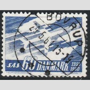 FRIM�RKER DANMARK | 1961 - AFA 391 - SAS 10 �rs jubil�um - 60 �re bl� - Lux Stemplet Bovrup