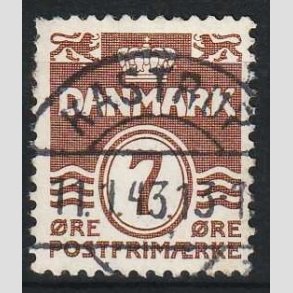 FRIM�RKER DANMARK | 1940 - AFA 255 - B�lgelinie 7 �re brun - Lux Stemplet Kastrup
